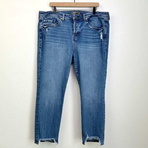 Torrid High-Rise Straight Button-Fly Distressed Stretch Denim Jeans - Picture 4 of 13